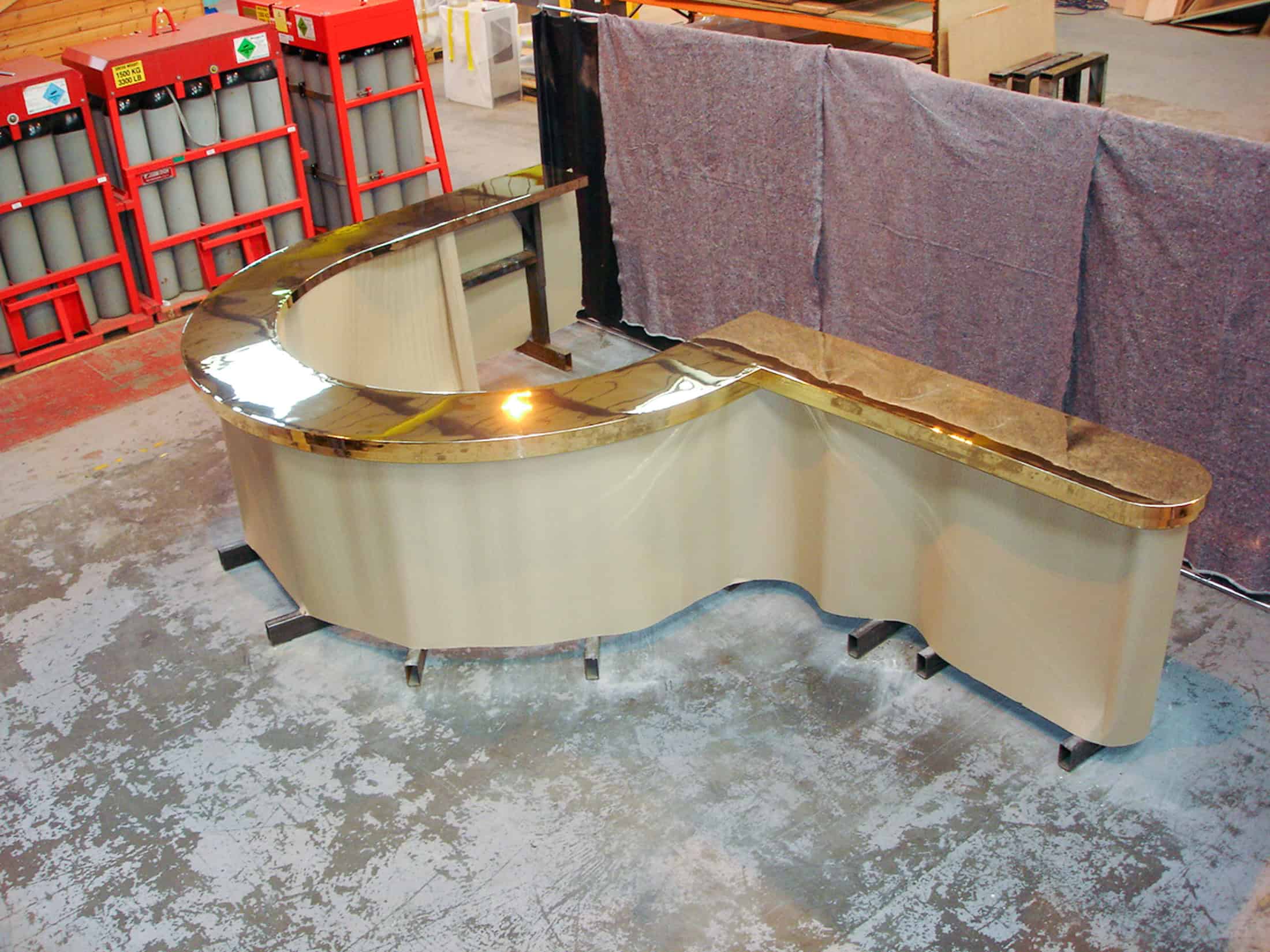 Curved Brass Bar Top by Knaresborough Engineering Yorkshire